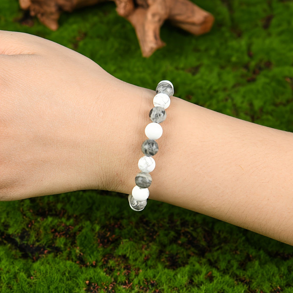 Confidence Bracelet：24Natural Stone Bracelet，Adopt8mm Map Stone and White-Barked Pine，Very Suitable11Moonstone and Year-round Wear - Suitable for Teachers、Graduates and Friends