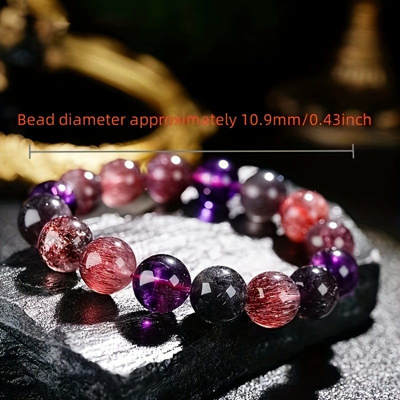 Super Beautiful Crystal Super Seven Bracelet，Purple、Red、Yellow，Super Golden Strawberry Flowers，Super Beautiful Crystal Bracelet，It Is the First Choice for Gifts。