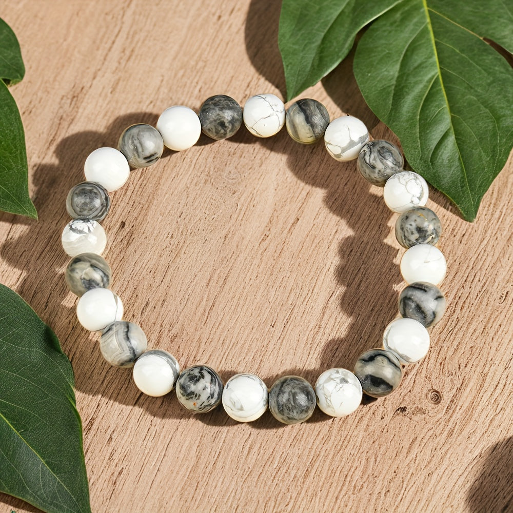 Confidence Bracelet：Adopt8Bracelet Made of MM Map Stone and White-Barked Pine，Perfect Fit11Moon's Birth Stone and Year-round Wear - Suitable for Teachers、Graduates and Friends