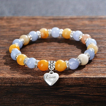 Fashion Jewelry Suit1Pieces，Ancient Topaz and Aquamarine Beaded Bracelet，8mm Natural Gemstone Balance Mood Bracelet，Suitable for Any Occasion，Gem Balance Mood Bracelet