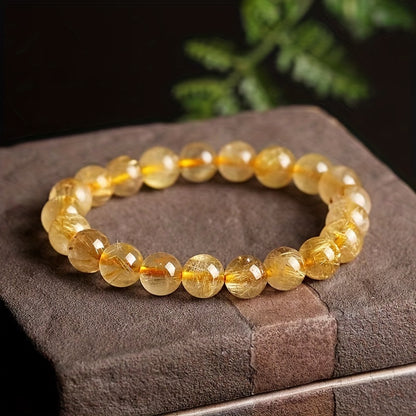 1 Pieces，Luxury Natural Gold Crystal Bracelet - Perfect Mother's Day、Festival、Birthday and Party Gifts