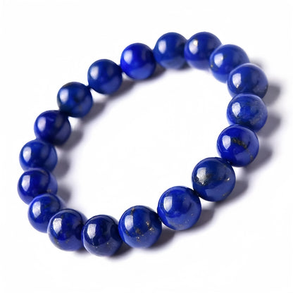 1One Natural Lapis Lazuli Dark Blue Beads Bracelet，Unisex Couple Bracelet，Suitable as Valentine's Day Gift and Couple Gift