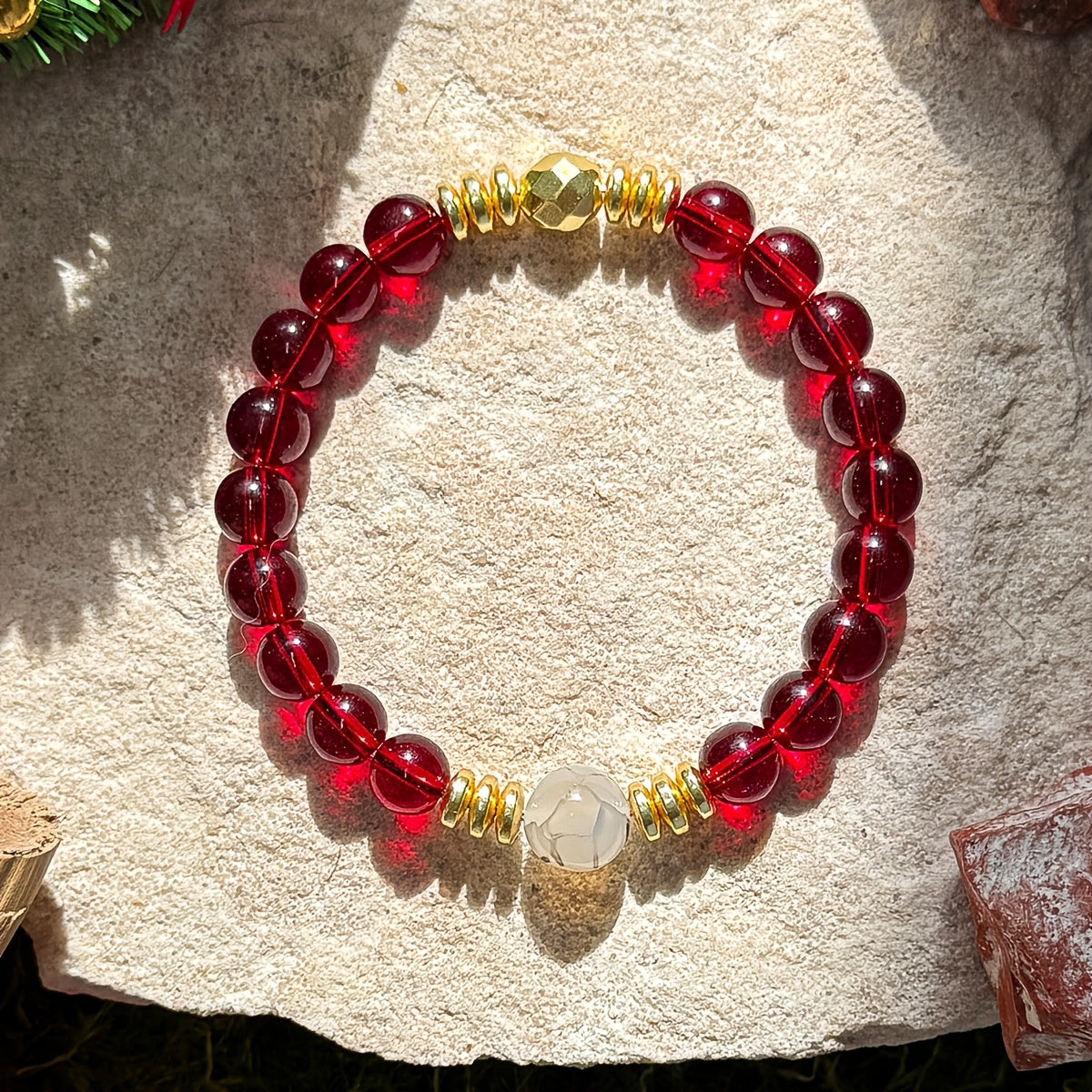 Natural Stone Bracelet，Symbolic Wealth、Abundance and Prosperity - Fashion Elastic Stretch Beads Bracelet - Unisex Jewelry Gift