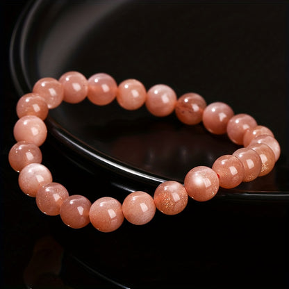 1Pieces 8mm Natural Sunstone Bracelet Orange Moonstone Bracelet  Elegant Cute Women