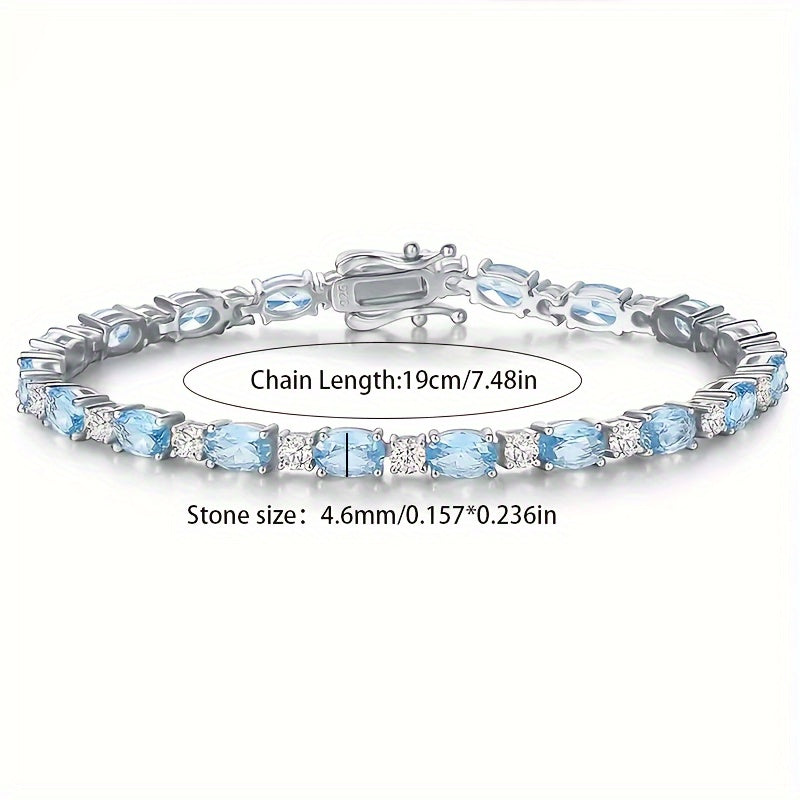 925 Silver Elderly Simple and Elegant Fashion Elegant Crystal Artificial Crystal Bracelet，Prevent Allergy，Anniversary Birthday Gift，Elegant Gift Box