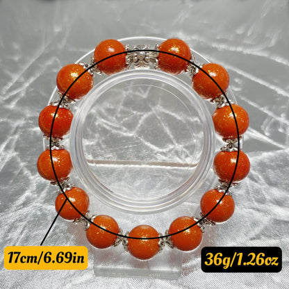 An Elegant Glass Beads Bracelet，Shining Sunstone Design，Golden Decoration，Suitable for Daily Wear，Women's Fashion Accessories Suitable for All Seasons