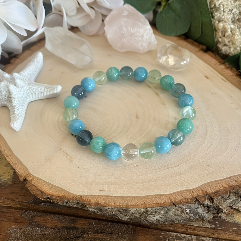 Bohemian Style 8 mm Stone Bead Bracelet，Containing Fluorite、Aquamarine and Amazonite，Suitable for Daily Wear and Gifts，Suitable for Christmas and All Seasons，Gift Jewelry|Casual Wear|Decorative Beads，Bohemian Jewelry