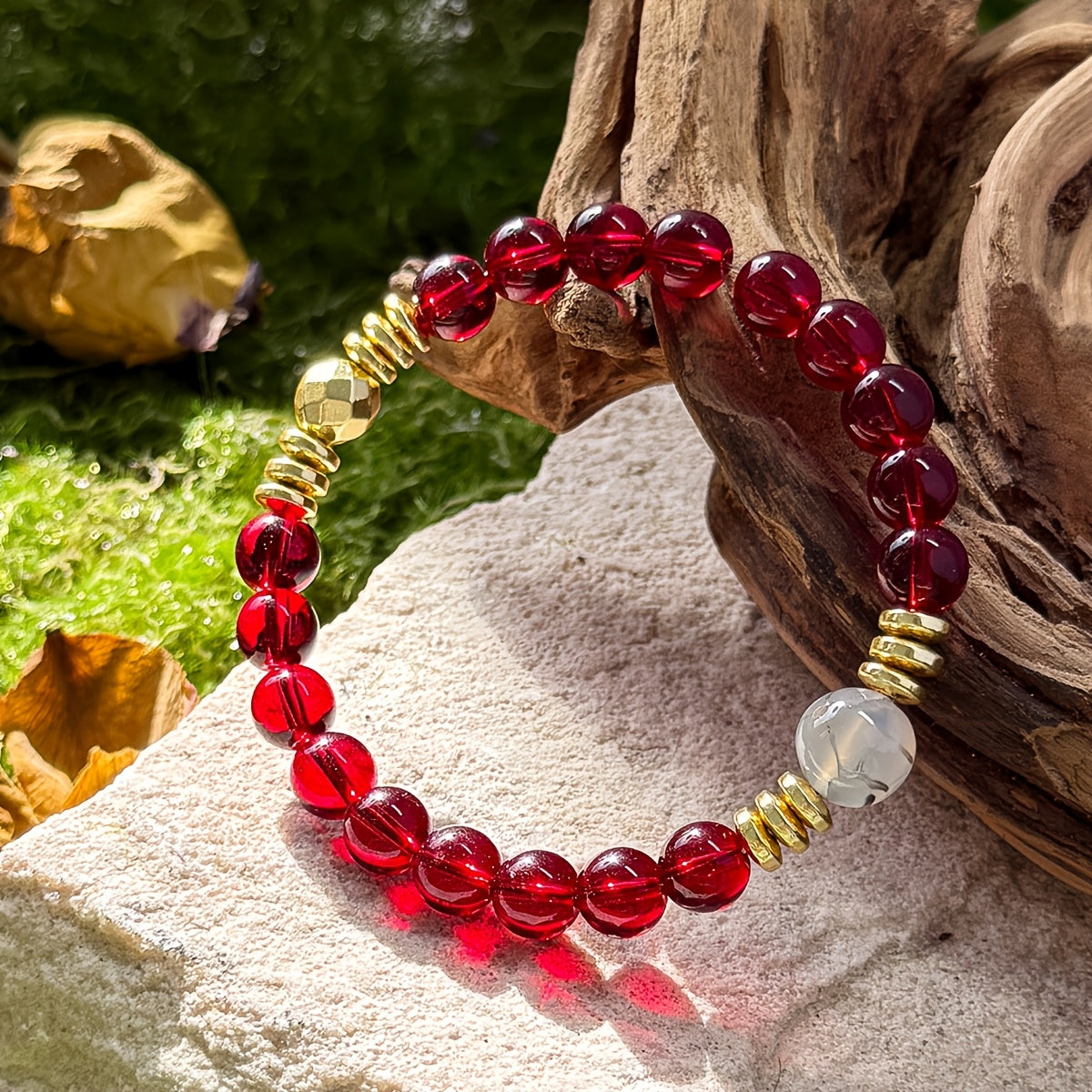 Natural Stone Bracelet，Symbolic Wealth、Abundance and Prosperity - Fashion Elastic Stretch Beads Bracelet - Unisex Jewelry Gift