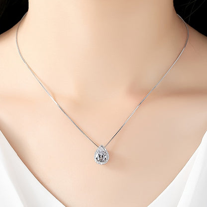 Water Drop Moissanite Ladies' Pendant Necklace，1CT D Colorful Moissanite Diamond Necklace，925 Sterling Silver Pendant Necklace，Bridal Suit Jewelry Gifts & Certificates