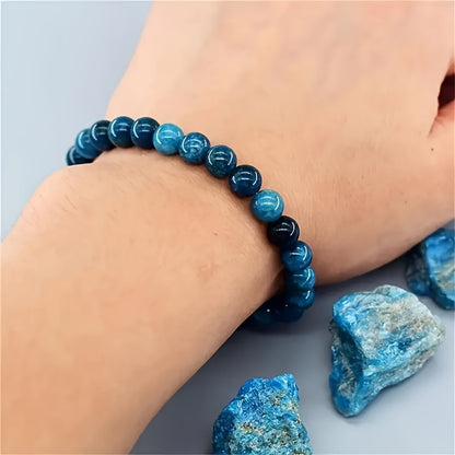 1 Delicate and Bright Apatite Beads Bracelet - Unisex Fashion Jewelry，Handmade Bohemian Elegant Style，Adjustable Length，Blue Apatite，Fashion Accessories Suitable for Any Occasion