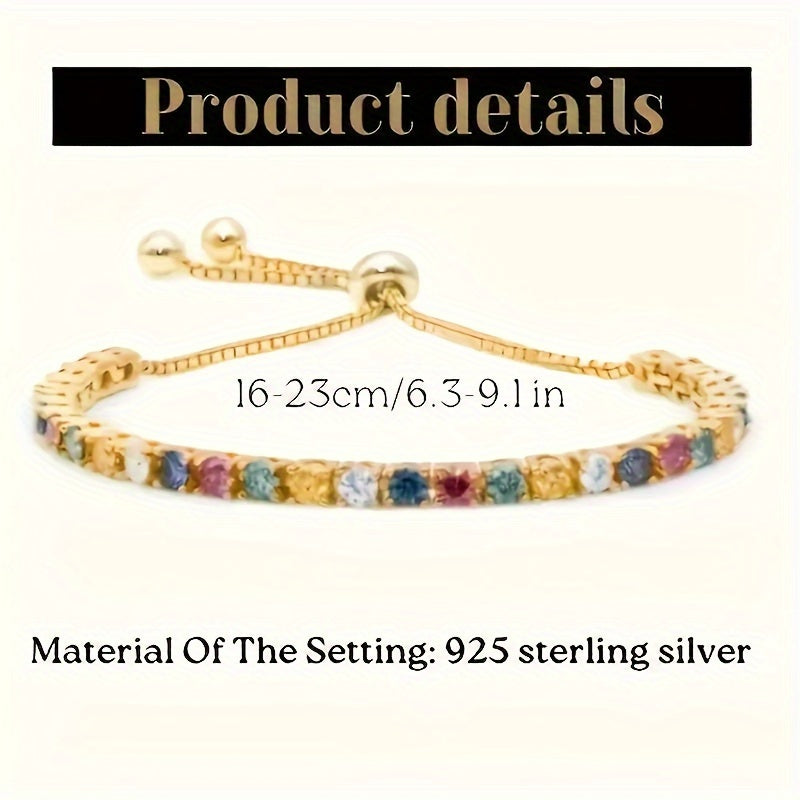 925Silver plating18K Gold，Inlay30Piece5mm Bright Moissanite Bracelet，Fashion Luxury Temperament，Girlfriend Anniversary，Mother's Day Birthday Gift，Gifts for Classmates Friends，Daily Party，Proposal，Wedding Gift，Gift Box