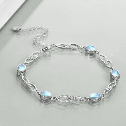 Elegant925Sterling Silver Unlimited Moonstone Bracelet - Christmas、Valentine's Day、Thanksgiving Day、New Year、Perfect Gift for Women on Mother's Day