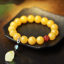 Natural Hair Crystal Green Quartz Rutilated round Beads Single Ring Bracelet DIY Original Handmade Matching14K Gilded Korean Refreshing Stylish