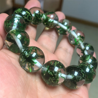 A Natural Green Ghost Fortune Bracelet，It Belongs to Lucky Aquatic Plants Series，A Bracelet with Beads，Relieve Anxiety，A Couple's Halloween Gift，A Collectible Souvenir。