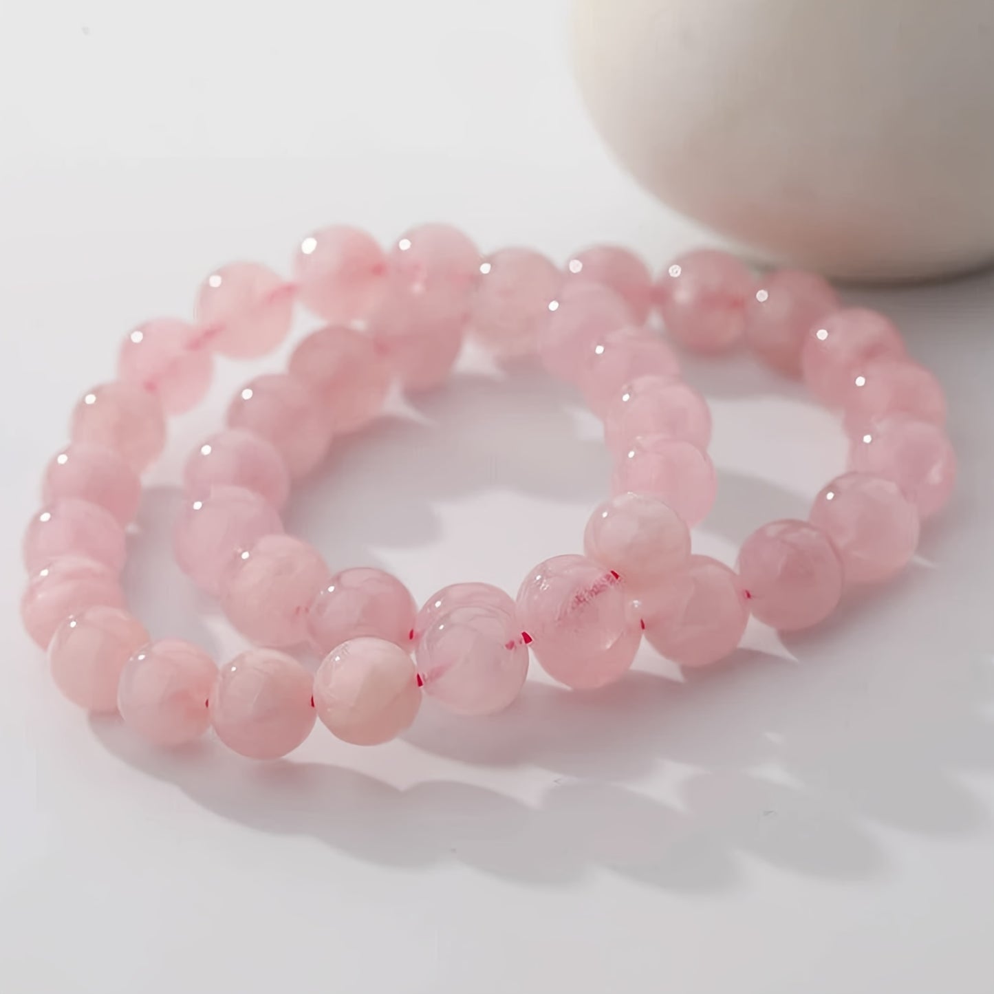 VAVICORE Natural Rose Quartz Beads String - Bohemi Refined Stone Elastic Bracelet，Suitable for Gifts and Parties，Attract Soul Mate - No Coating，Handmade Yoga Jewelry Gift for Ladies（1Pieces）