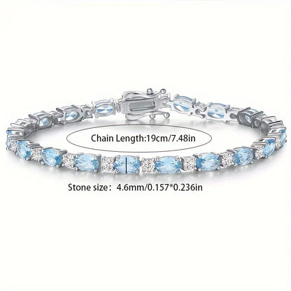 925 Silver Elderly Simple and Elegant Fashion Elegant Crystal Artificial Crystal Bracelet，Prevent Allergy，Anniversary Birthday Gift，Elegant Gift Box