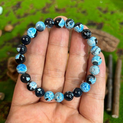 Elegant8mm Blue Fire Agate Bracelet - Natural Stone，Bring Relaxation and Clarity，Perfect Gift for Women