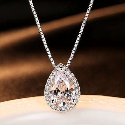 Water Drop Moissanite Ladies' Pendant Necklace，1CT D Colorful Moissanite Diamond Necklace，925 Sterling Silver Pendant Necklace，Bridal Suit Jewelry Gifts & Certificates