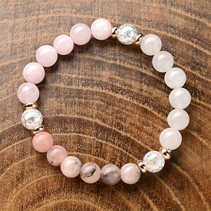 1 Women's Fashion Rose Quartz Powder Opal Crack Rose Quartz Bracelet