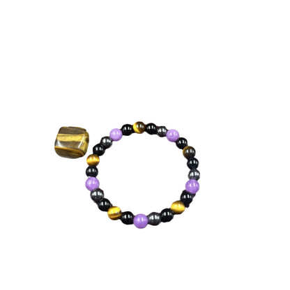 Elegant Bohemian Style Amethyst and Tigereye Beaded Bracelet - Her Perfect Birthday Present，Retro Style，Suitable for All Seasons