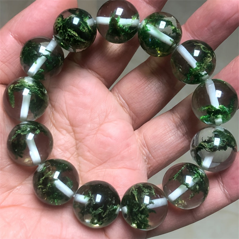 A Natural Green Ghost Fortune Bracelet，It Belongs to Lucky Aquatic Plants Series，A Bracelet with Beads，Relieve Anxiety，A Couple's Halloween Gift，A Collectible Souvenir。