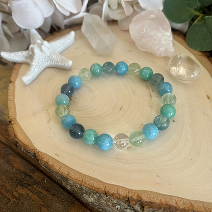 Bohemian Style 8 mm Stone Bead Bracelet，Containing Fluorite、Aquamarine and Amazonite，Suitable for Daily Wear and Gifts，Suitable for Christmas and All Seasons，Gift Jewelry|Casual Wear|Decorative Beads，Bohemian Jewelry