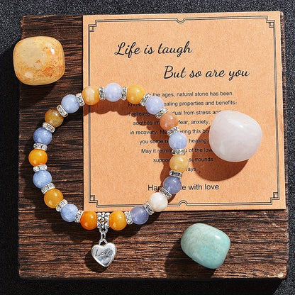 Fashion Jewelry Suit1Pieces，Ancient Topaz and Aquamarine Beaded Bracelet，8mm Natural Gemstone Balance Mood Bracelet，Suitable for Any Occasion，Gem Balance Mood Bracelet