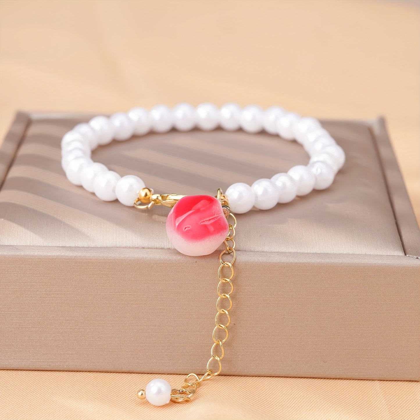 Elegant White Imitation Pearl with Alloy Pendant Bracelet - Women's Fashion Accessories