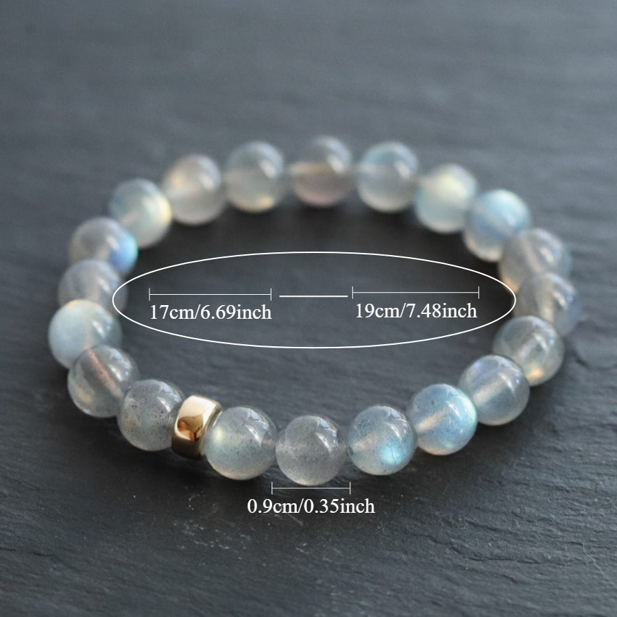 Fashion Labradorite Beaded Bracelet，Shiny Blue Embellishment - Elasticity，Cute Luxury Design，Suitable for Casual Wear