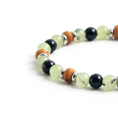 Natural Stone Prehnite Cylindrical Pattern Stone Beaded Bracelet Niche Design Vintage Accessories