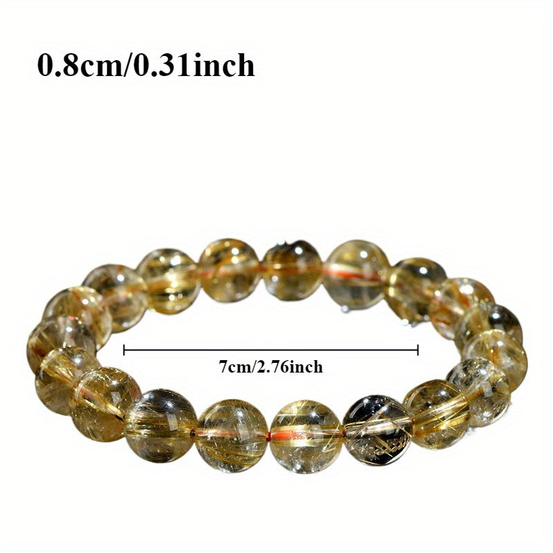 Vintage Bohemian Style Natural Stone Beads Bracelet，Elastic Scaling，Crystal Clear Quartz，Suitable for Daily and Holiday Wear，Four Seasons Accessories