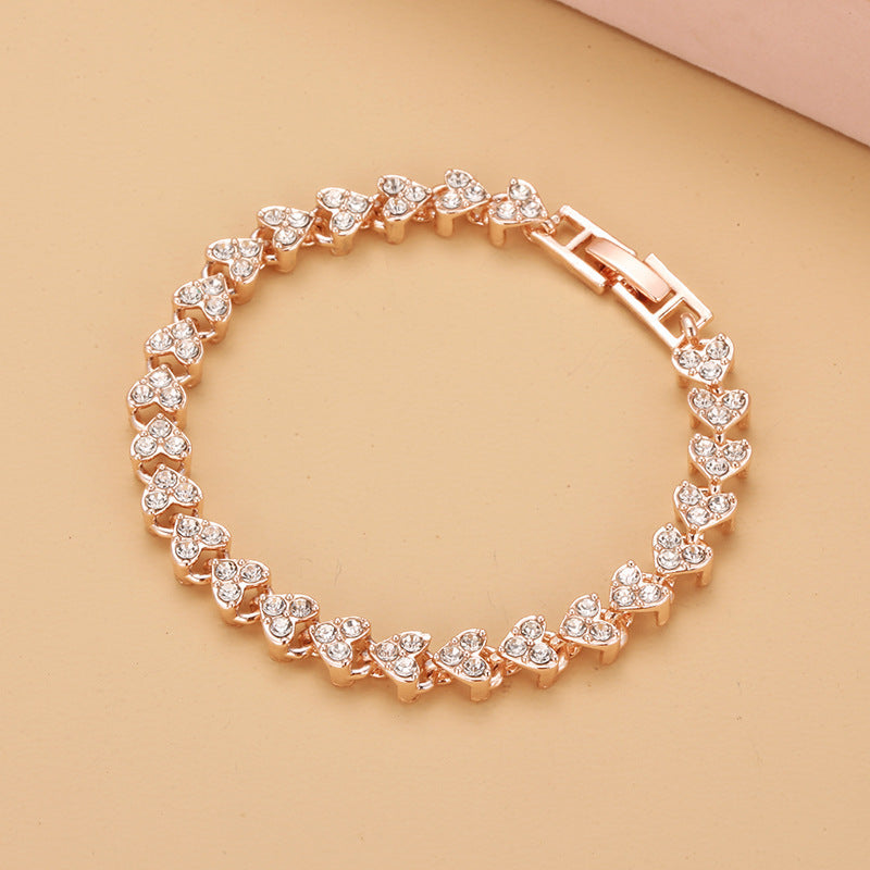 1 Elegant Women's Rose Gold Crystal Bracelet - Sparkling Zirconia Diamond，Luxury Alloy Fashion Jewelry，With Safety Buckle，Suitable for Any Occasion，Elegant Jewelry|Exquisite Charm|Safety Buckle Closed