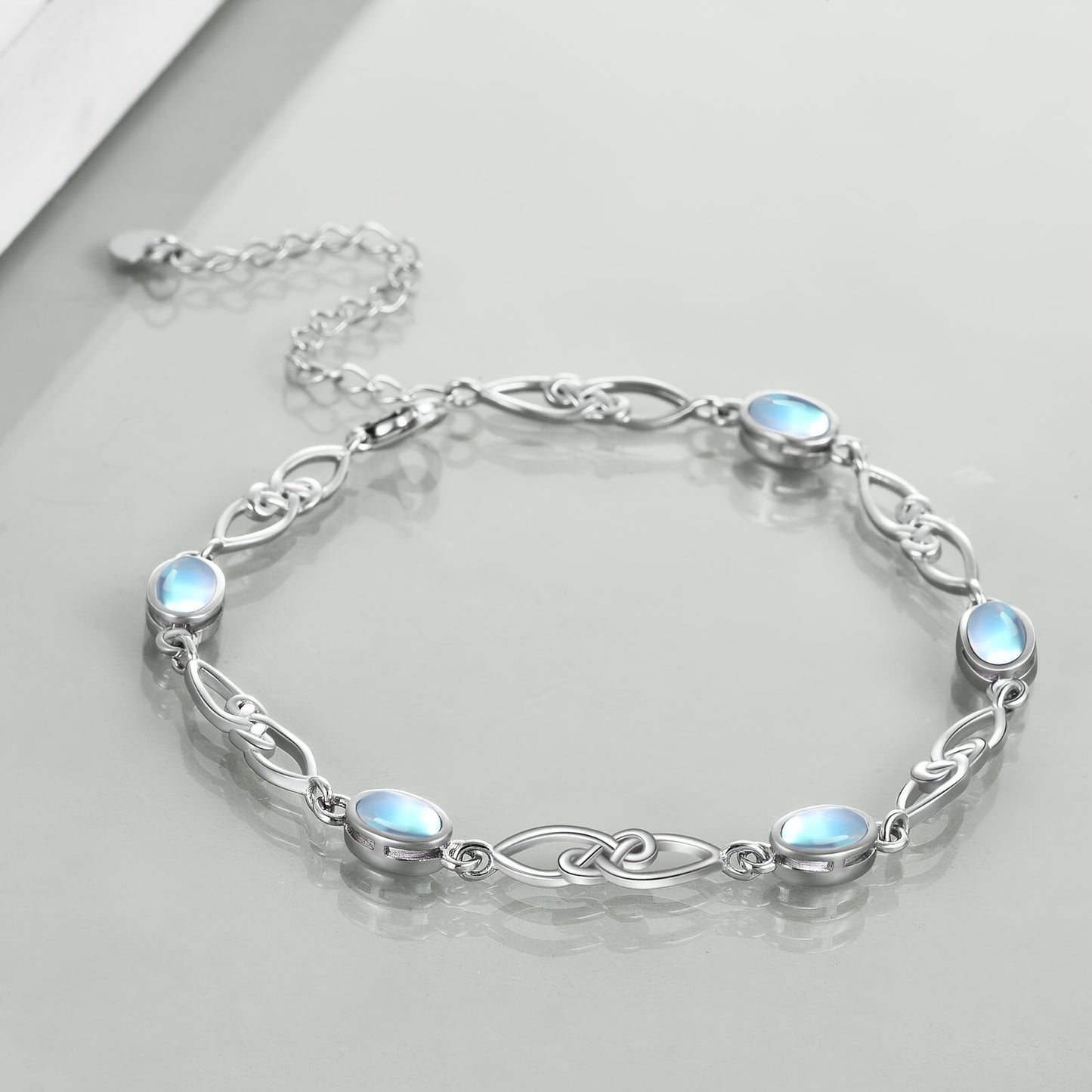 Elegant925Sterling Silver Unlimited Moonstone Bracelet - Christmas、Valentine's Day、Thanksgiving Day、New Year、Perfect Gift for Women on Mother's Day