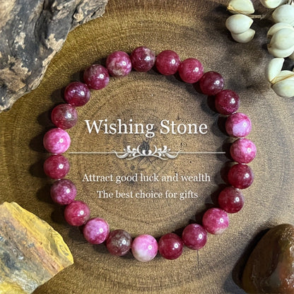 Natural Stone Wish Bracelet - 8mm round Beads，Bring Good Luck and Wealth，Stretchable Wish Stone，IDEAL GIFT