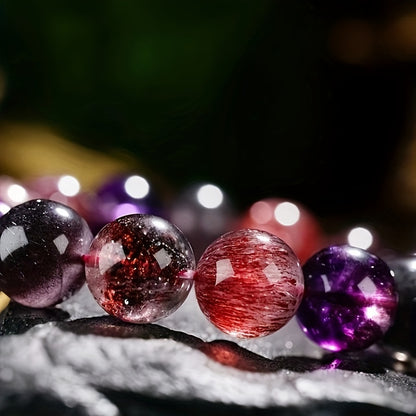 Super Beautiful Crystal Super Seven Bracelet，Purple、Red、Yellow，Super Golden Strawberry Flowers，Super Beautiful Crystal Bracelet，It Is the First Choice for Gifts。