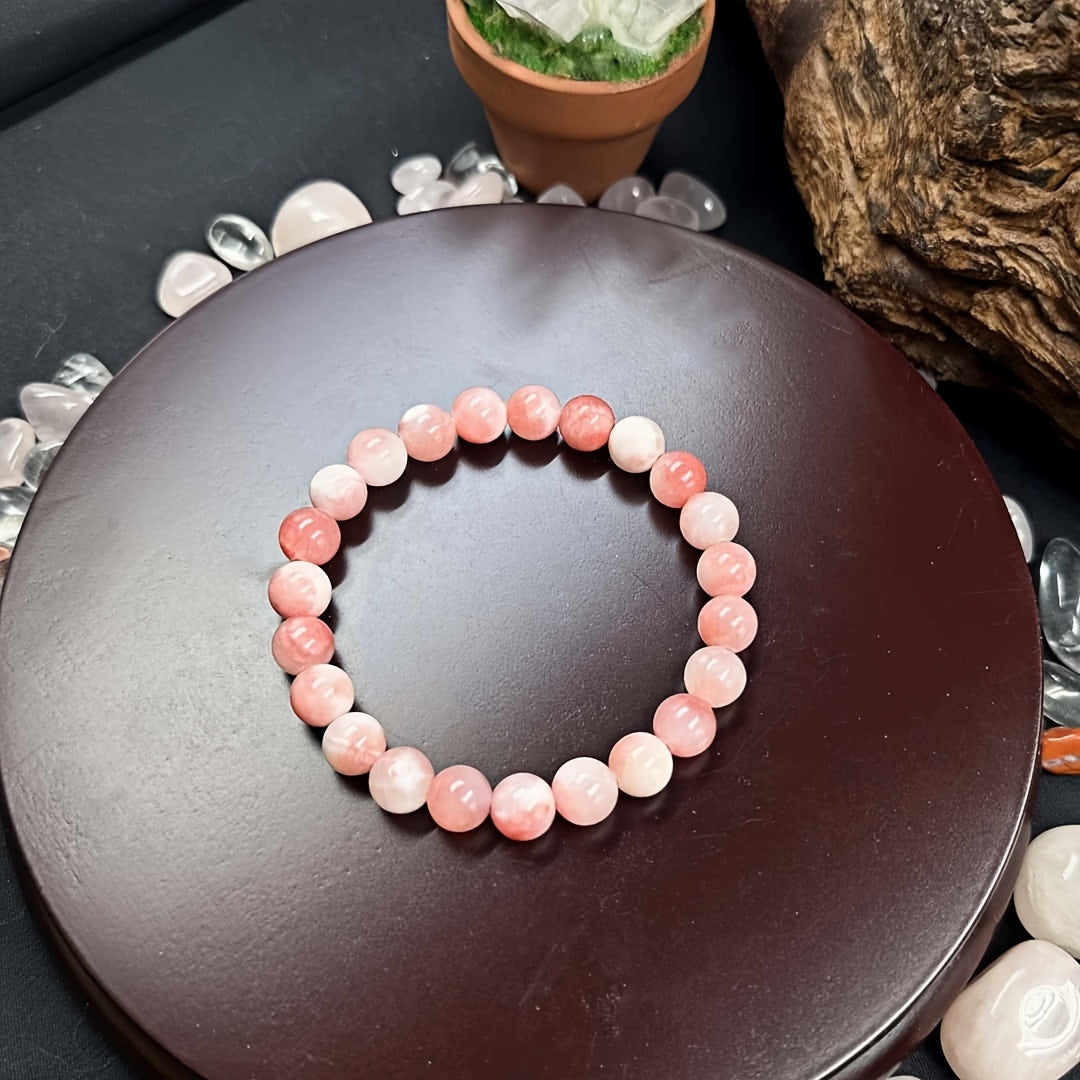 1Elegant and Lovely Zipper Bead Bracelet，Rose Stone，Perfect Gift for Girlfriend，Suitable for Daily Wear and Parties，Valentine's Day All-Season Accessories