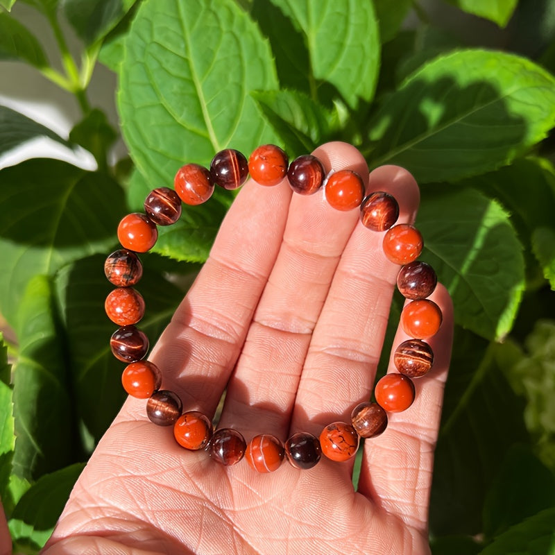 Elegant Ladies8mm Tigerite Bracelet - Retro Style，Natural Stone，Suitable for Casual Wear Or Gifts