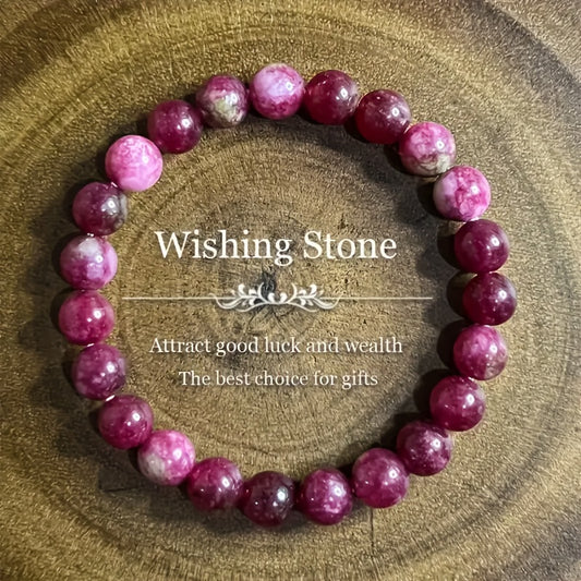 Lucky Charm Bracelet - 8mm Natural Stone Beads，Amass fortunes，Telescopic Blessing，Fashion Glass Material，Perfect Gift