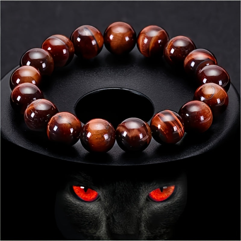 1 Pieces JXMYBA Premium Red Tigereye Beaded Bracelet，0.32 Inch - Elegant Glossy Surface，Suitable for Lovers and Fashion Lovers，Birthday、Halloween、Perfect Gift for Christmas