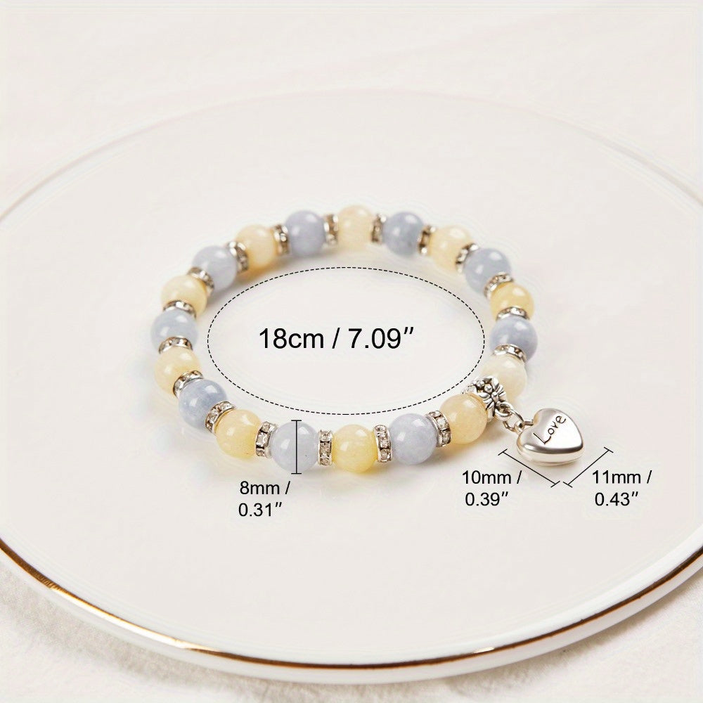 Fashion Jewelry Suit1Pieces，Ancient Topaz and Aquamarine Beaded Bracelet，8mm Natural Gemstone Balance Mood Bracelet，Suitable for Any Occasion，Gem Balance Mood Bracelet