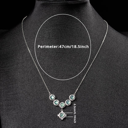 1Pieces925Silver Inlaid Natural Stone，A Grade Necklace Pendant，Women's Simple Fashion Clothing，DIY All-Match Pendant Necklace，Banquet Decoration，Gift Box