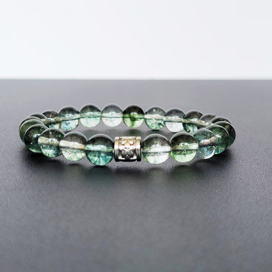 Green Phantom Quartz Stone Bracelet，Imitation Jade Beads，Crystal String Beads Jewelry Making Tools，University Theme，8mm Artificial Crystal，No Coating - Student gift