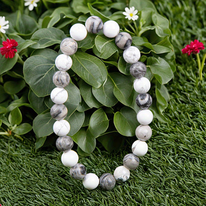 Confidence Bracelet：Adopt8Bracelet Made of MM Map Stone and White-Barked Pine，Perfect Fit11Moon's Birth Stone and Year-round Wear - Suitable for Teachers、Graduates and Friends