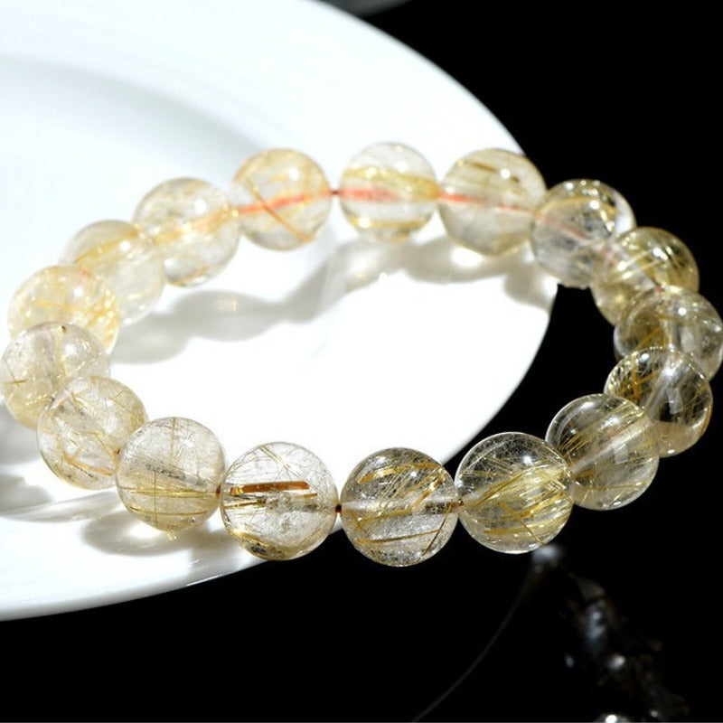 Vintage Bohemian Style Natural Stone Beads Bracelet，Elastic Scaling，Crystal Clear Quartz，Suitable for Daily and Holiday Wear，Four Seasons Accessories