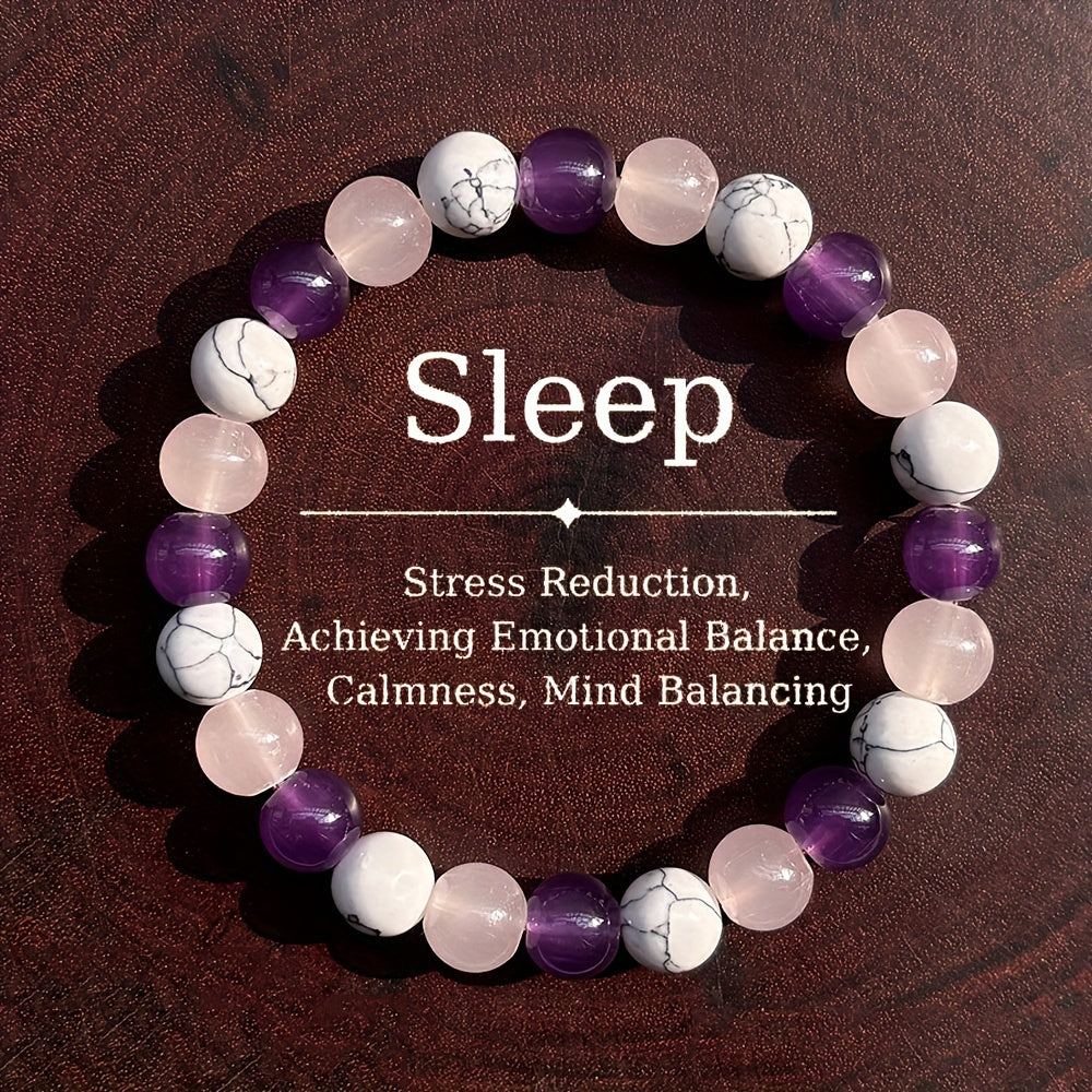 Stone Bead Bracelet，for Emotional and Spiritual Balance - Perfect Anniversary Gift，Suitable for Men and Women，Promote Calm