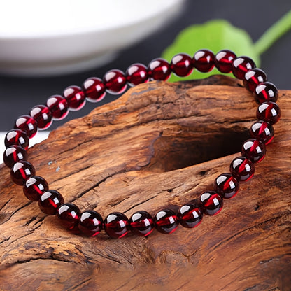 Bohemian Style Natural Garnet Beaded Bracelet - Retro Chinese Style，Suitable for All Seasons，Perfect Match for Daily Wear and Party，Ideal Gift for Valentine's Day Or Mother's Day，Christmas Essentials