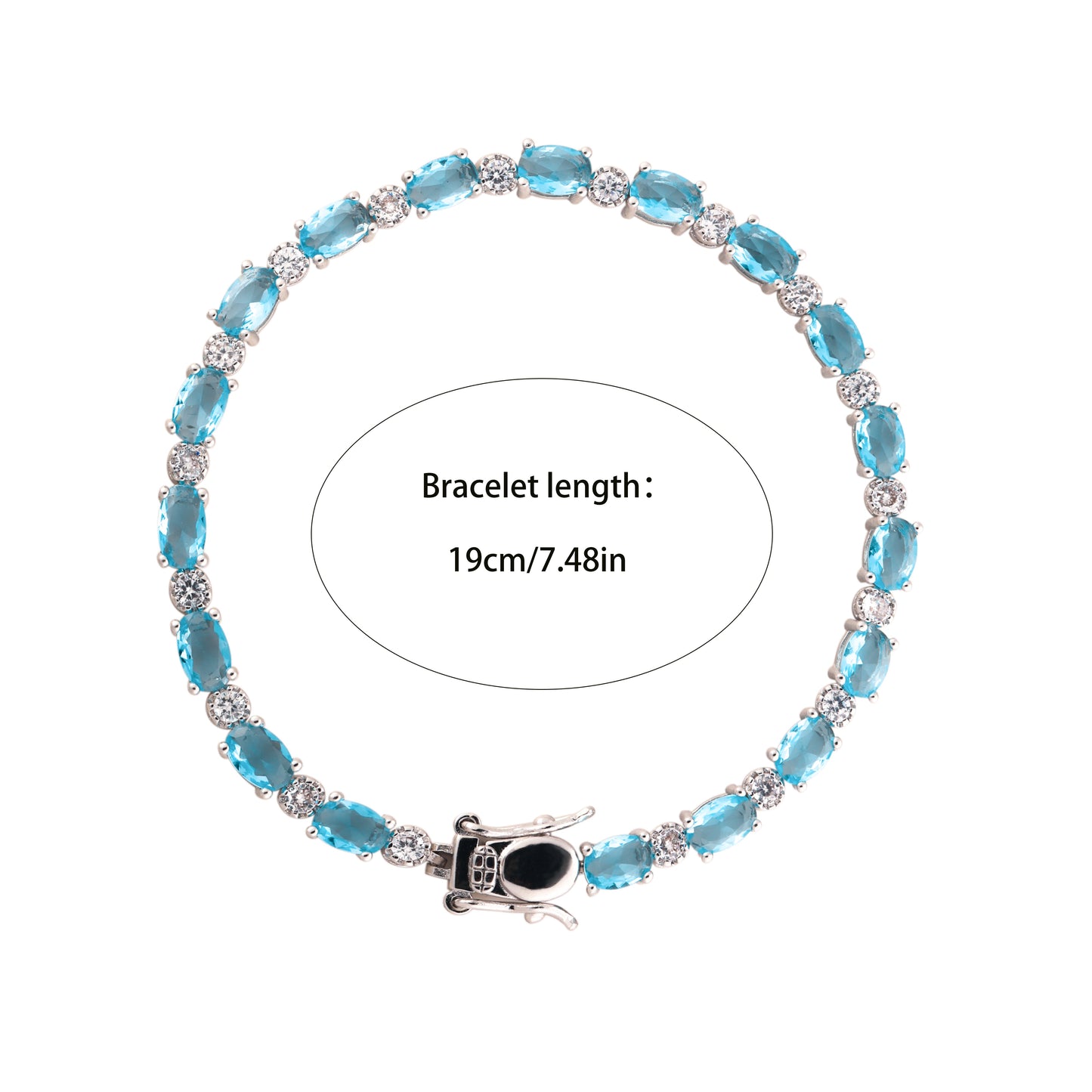 Elegant Aquamarine Crystal Bracelet，925 Sterling Silver with Natural Gemstone，Valentine's Day、Wedding、Romantic Gift for Graduation Ceremony - Including Boutique Gift Box、Advanced、Small Design、Ventilation、Confession Party