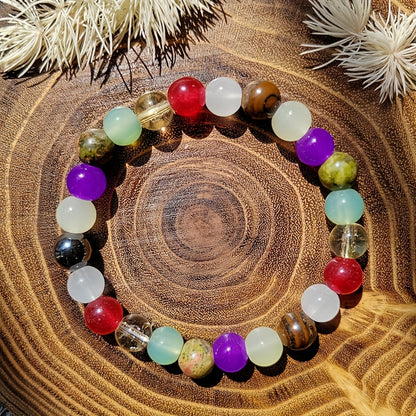 8mm Colorful Natural Stone Bracelet - Retro Bohemian Style，Moonstone、Citrine and Tigereye - Suitable for Daily Dress-up and Gifts，Best Choice for Christmas