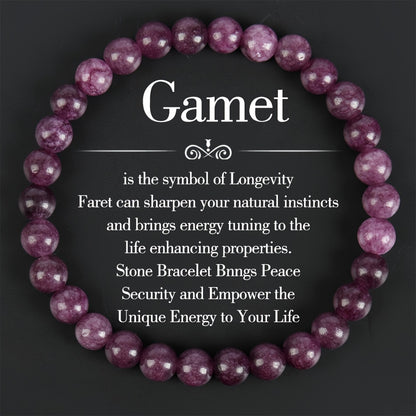 1 Handmade Garnet Bracelet - 6 mm January Birthday Stone，Symbolizing Longevity and Natural Insight，Enhanced Energy and Peace Bead Bracelet，Perfect Gift for Positive Energy and Chakras Balance