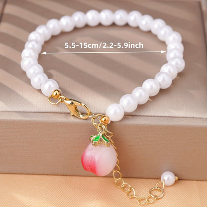 Elegant White Imitation Pearl with Alloy Pendant Bracelet - Women's Fashion Accessories